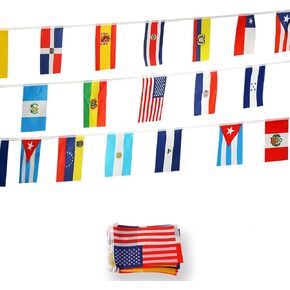 Latin America 21 Countries String Flags Assorted Latino Flag Banners Heritage Hispanic Month String Flags For Spanish Classroom School Decorations National International Country Hispanic Events in Kuwait