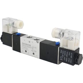 Baomain Pneumatic Solenoid Air Valve 4V230C-08 AC 110V 5 Way 3 Position PT1/4" Internally Piloted Acting Type Double Electrical Control Midst Closed