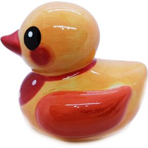 5" Yellow Duck Piggy Bank Ceramic Bird Figurine Statue Animal Porcelain for Saving Money Figure Collet Coin