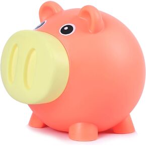 H&W Mini Piggy Bank, Cute Pig Go Oink-Oink, Shatterproof Coin Bank, Great First Money Bank (Blue)