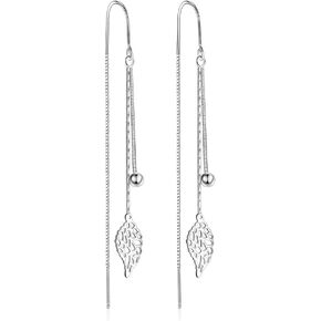 Leaf Stud Earrings Ear Climber Earrings for Women and Girls Hypoallergenic Small Olive Leaves Branch Cartilage Studs Silver Long Leaf Earrings Silver Shinning Chain Tassel Leaf Earrings