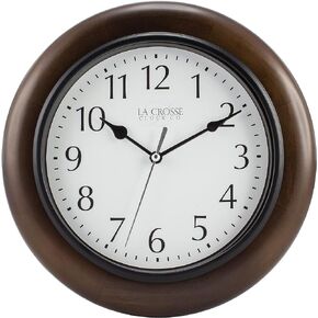 La Crosse Clock 404-2625 10 in Linwood Quartz Wood Wall Clock