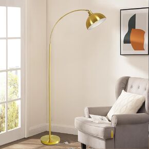 Arc Floor Lamps for Living Room,Modern Tall Standing Lamp,Black Floor Lamp with Adjustable Hanging Dome Shade,Over Couch Mid Century Arched Reading Lamp for Bedroom,Office