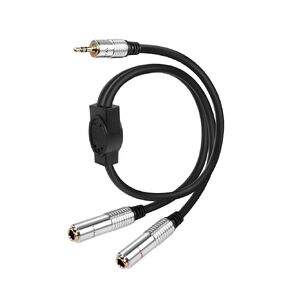 PNGKNYOCN 1/8" to 1/4" Y Splitter Cable，3.5mm TRS Male to Dual 6.35mm TRS Female Stereo Audio Cable for Smartphone, Computer, Speaker,Home Stereo Systems（50cm）