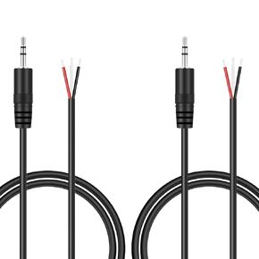 2 Pack 3ft 2.5mm TRS Stereo Male Plug Adapter Connector to Bare Wire Open End Pigtail Audio Cable Cord for 2.5mm Jack Headset Earpiece Headphone Earphone Camera Audio Equipments