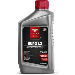 TRIAX Euro LX 5W-40 Full Syn Engine Oil - Compatible with BMW LL01, MB 229.5, 226.5, Audi/VW 502.00, 505.00, MS-12991, Porsche A40 (1 Quart)