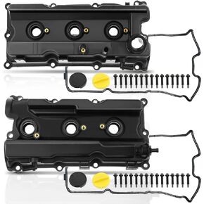 Set of 2 Driver and Passenger Side Engine Valve Cover w/Gaskets, Bolts & Oil Filler Cap Replacement for 2005-2019 Nissan Pathfinder Frontier Xterra NV1500 NV2500 NV3500, V6 4.0L