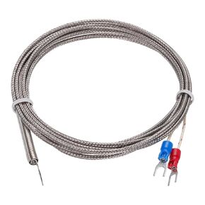 MECCANIXITY K Type Thermocouple Temperature Sensor PT100 6mm Ring High Temperature Probe 6.6ft Wire 0 to 600°C(32 to 1112°F) Stainless Steel