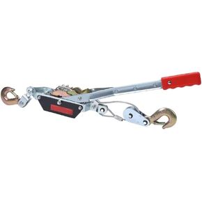 Dual Gear Power Puller, Hand Cable Puller Come Along Winch with 2 Hooks, 2 Ton (4,400 lb) Capacity