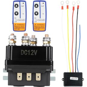 Youxmoto 12V 250A Winch Solenoid Relay Contactor + 2pcs Winch Remote Control Kit, Universal for ATV UTV Truck/Fit for Jeep Winches 3000-5000lbs, Replace for 63070 62135 74900 70715 2875714