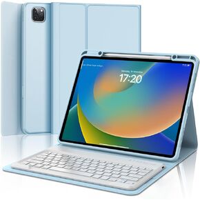 SENGBIRCH Funda con Teclado de Español لجهاز iPad Air 13 بوصة (M2) 2024، iPad Pro 12.9 3a 4a 5a 6a Genaración 2022 - Inalámbrico Bluetooth Magnético Desmontable، Funda AutomáTico Dormir/Despertar، Azul