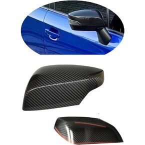 Mirror Cover Overlay Dry Real Carbon Fiber with Blinkers Signal Indicator Light for SUBARU WRX STI/WRX 2015-2021 Decorative Trim Lightweight with UV-Resistant Clear Coating(2PCS/PAIR)