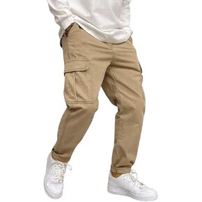 Verdusa Men's Casual Drawstring Waist Flap Pocket Cargo Pants Trousers