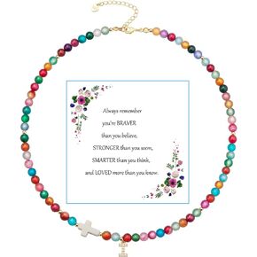 Colorful Summer Necklace Gift for Girl Cute Necklace for Women Letter Necklace for Teen Girl initial Beaded Necklace Stuff for Teen Girl