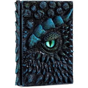 molshine A5 (7.3" x 5.1") 3D Dragon Embossed Journal,Resin Engraving Notebook,Retro Diary,100 Sheets Blank Paper,Hardcover Travel Notepad for Writing,Sketchbook,Collection,Gift,Decoration (Blue)