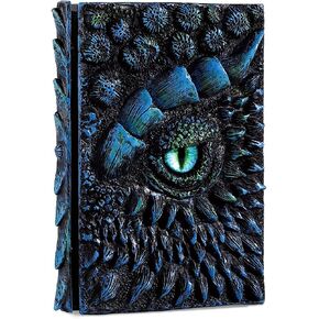3D Dragon Eye Embossed Journal,Resin Engraving Notebook,Dnd notebook for Dragon Lovers ,100 Sheets Blank Paper,Hardcover Travel Notepad for Writing,Sketchbook,Halloween gifts ,Collection,Gift A5 (7.3" x 5.1") (Blue)