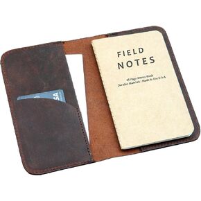 Leather Journal Cover for Field Notes, Small Pocket Size Notebook 3.5" X 5.5" for Wallet memo Pocket Cover, Handmade Leather Cover for Notebooks