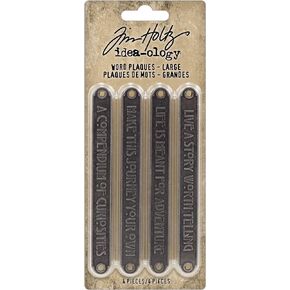 Tim Holtz - Advantus Idea-Ology Metal Word Plaques 4/Pkg-Large Art Craft, Silver