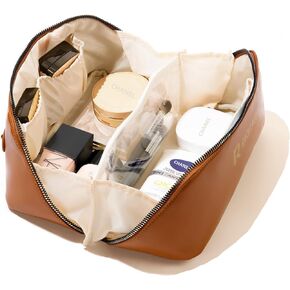 Travel Makeup Bag, Large Capacity Cosmetic Bags for Women,Waterproof Portable Pouch Open Flat Toiletry Bag Make up Organizer with Divider and Handle The best choice for holiday gifts