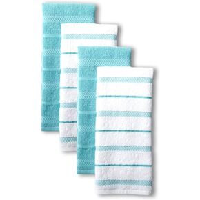 KitchenAid Albany Kitchen Towel 4-Pack Set, Honey Orange/White, 16"x26"