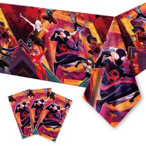 3 قطع من مفرش المائدة لحفلات أعياد الميلاد من مايلز موراليس، مفرش طاولة بلاستيكي على شكل عنكبوت لحفلات أعياد الميلاد للأطفال ومستلزمات حفلات أعياد الميلاد مقاس 42.5 × 70.8 بوصة in Kuwait