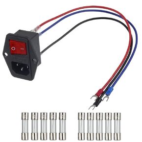 Inlet Module Plug 3D Printer Arcade Power Switch 10A 250V Power Socket with 15A 10A Fuse 18 AWG Extension Cable 3 Pin IEC320 C14 Male Power Switch (Pack of 1 Pcs)