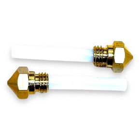 Brass Hotend Extruder Nozzle 0.4mm with 36mm PTFE Tube for Qidi X-One/X-Plus/X-Max Printers - 2 Pack