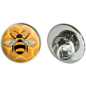 Bee on Honeycomb Metal 0.75" Lapel Hat Pin Tie Tack Pinback