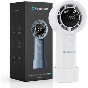 Portable Fan with 3000mAh Battery, Adjustable Turbo Handheld Fan - Rechargeable and Digital Display. Perfect for Camping, and Outdoor Activities. Ideal Gift for Women and Men. Travel Essentials