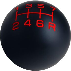 DEWHEL Aluminum Black/Red Vintage Manual Shift Knob 7 Speed with Adapter Compatible with Thrustmaster TH8A Shifter