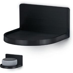 BRAINWAVZ [EOL] Screwless Round Floating Shelf Mount for Security Cameras Baby Monitors Speakers Plants Toys & More Universal Holder Strong Adhesive Easy to Install, 4.6" x 4.2" (CF125) (Black) [EOL]