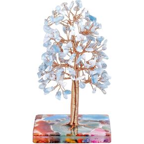 rockcloud Tourmaline Natural Healing Crystal Tree Decoarations for Home Office, Copper Wrapped Tree of Life Bonsai Feng Shui Money Tree for Wealth and Luck