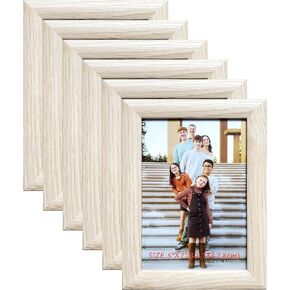 Licorn 5x7 Picture Frame Set of 6, Display 4x6 with Mat or 5x7 Without Mat, Made of High Definition Real Glass for Wall and Table Mounting, Family