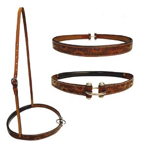 حزام أنف مبطن من Majestic Ally مقاس 2.54 سم مصنوع يدويًا من الجلد الطبيعي للخيول - مقاس كامل in Kuwait