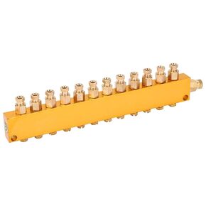 Brass Oil Distributor, Adjustable Brass Lubricant Plunger, Separator Divider Valve Lubrication System, Flexible Oil Distributor for Lubrication Systems (1 in 12 Out)