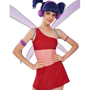 Winx Club Women's Musa Cosplay Costume Outfit One-shoulder Top Leotard and Skirt with a Pair of Wings