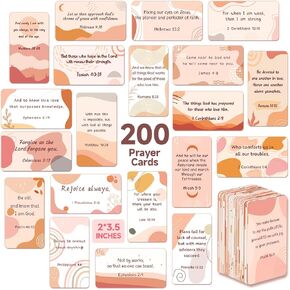 200 Boho Prayer Cards, Scripture Cards with Bible Verses Christian Encouragement Cards for Women Greeting Sympathy Memorize Bible Verse Mini Cards Gift for Prayer Board Supplies