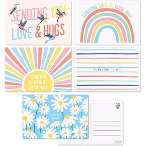 Sweetzer & Orange Thinking of You Postcards Pack (60 cards) 4x6 Postcards for Kids and Adults. Assorted Blank Flyers, Sympathy coupons, Greeting Sheets. 300gsm Note papers.
