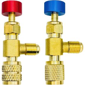 صمام شحن غاز التبريد R12 R410A، R12 R22-1/4 بوصة ذكر إلى 1/4 بوصة أنثى، R410-1/4 بوصة ذكر إلى 5/16 بوصة أنثى، محول صمام الأمان السائل صمام كروي للتحكم في التدفق (محول صمام شحن مكيف الهواء (زوج)) in Kuwait