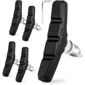 2 Pairs Bike Brake Pad Set - Professional Mountain and Road Bicycle 70mm V-Brake Pads - Bike Brake Blocks Kit with Hex Nut and Shims - No Noise No Skid - Black