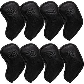 Golf Iron Covers Golf Iron Head Covers 8pcs Golf Iron Headcovers Leather Golf Club Head Covers for Iron Fit Titleist,Callaway,Ping,Taylormade 5-9 APS