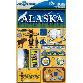Reminisce Jet Setters Dimensional Stickers-Alaska 4.5" x 6.5"