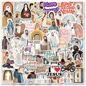 120 Pcs Jesus Stickers Aesthetic Christian Stickers, Religious Cross Faith Waterproof Vinyl Gifts for Phone, Water Bottle, Luggage, Laptop, Adults Teens Kids Boys Girls