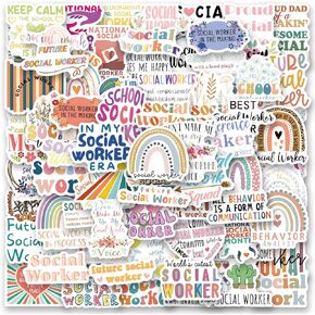 120 PCS Social Worker Stickers,ocial Justice Stickers,Social Work Values Stickers,Water Bottle Laptop Journal Stickers,Social Workers Gift