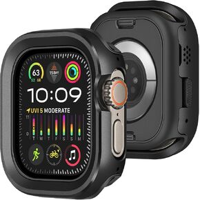 Amizee 2 in 1 Metal Rugged Case Compatible with Apple Watch Ultra 3/2/1 Case 49mm, Aluminum Shockproof Protective Bumper Cover for iWatch 49mm, Black in Kuwait