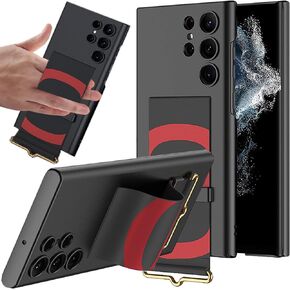 NINKI Compatible Hand Strap Case for Samsung Galaxy S24 Ultra Wristband Case Kickstand Black,Shockproof PC + PU Leather Protective Case for Galaxy S24 Ultra 5G Case Stand,Samsung S24 Ultra Case Thin