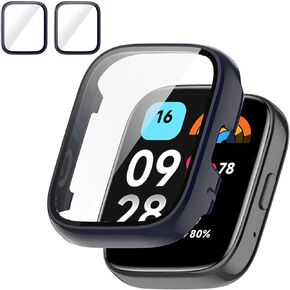 Screen Protector Case for Xiaomi Redmi Watch 3/3 lite/3 Active Smartwatch, Hard PC Bumper & Tempered Glass Film Replacement Accessories for Redmi Watch 3/3 lite/3 Active, Clear