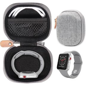 CaseSack Case for Apple Watch Series Ultra, 8, 7, 6, 5, 4 (49MM, 45MM, 44MM), Also for Samsung Galaxy Watch Series 5 Pro, 5, 4 (46mm/45mm/44mm), with mesh Pocket for Charger (Black Large)