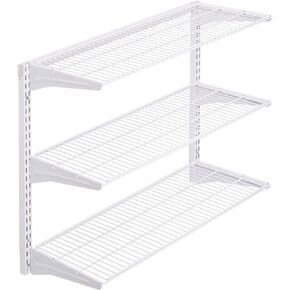 Triton Products Storability Wall Mount Organizational Unit with 3 Shelves, 1 Top Rack, 2 Side Rails - 33 Inch L x 31 1/2 Inch H, Wired Steel