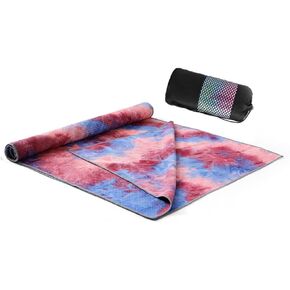Yoga Towel for Yoga Mat, Non Slip Mat Cover for Hot Yoga, Washable Microfiber Light Weight (Brown-Blue)